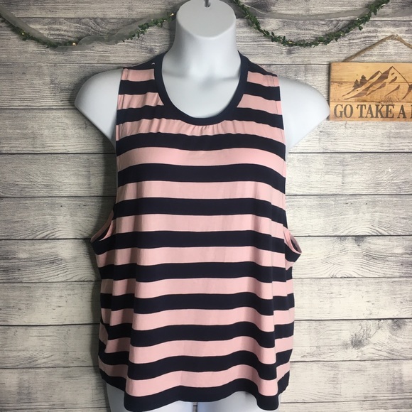 J. Crew Tops - 4/$25 J. Crew Pink & Navy Blue Striped Muscle Tank